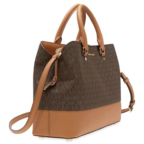 michael kors large savannah satchel brown|Savannah Large Signature Logo Satchel .